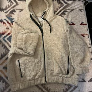 Aerie Offline Oversized Super Cozy Cream Colored Fleece Zip Up Jacket XXL